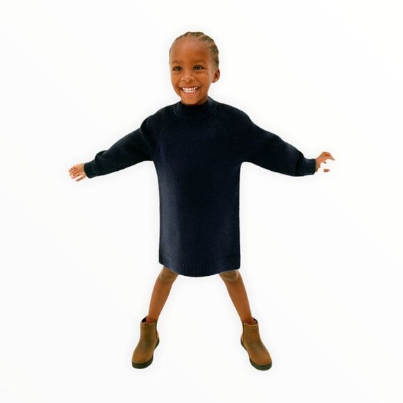 ZARA Kids | Navy | KNIT HIGH NECK DRESS - Picture 5 of 8